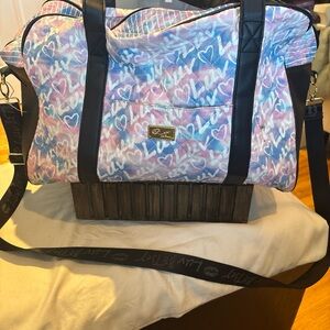 Luv Betsey Women's Heart Print Travel Bag - Pink, Blue, White